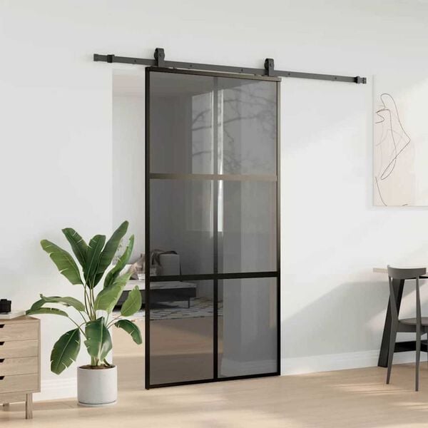 vidaXL Puerta corredera herrajes negro 102,5x205 cm vidrio templado
