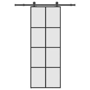 vidaXL Puerta corredera con set herrajes vidrio ESG aluminio 76x205 cm