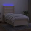 vidaXL Cama box spring colch&oacute;n y luces LED tela crema 100x200 cm