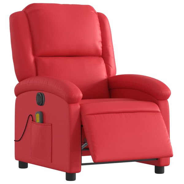 vidaXL Sill&oacute;n de masaje reclinable el&eacute;ctrico de cuero artificial rojo