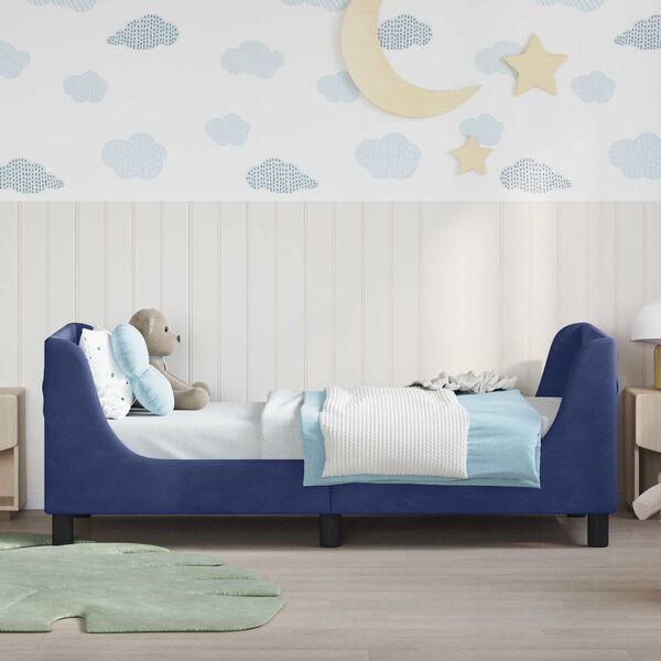 vidaXL Cama para niños con cabecero Azul Policía 80 x 160 cm