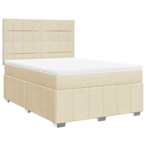 vidaXL Cama box spring con colch&oacute;n tela color crema 140x190 cm