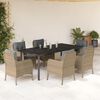 vidaXL Set comedor de jard&iacute;n 7 pzas con cojines rat&aacute;n sint&eacute;tico beige
