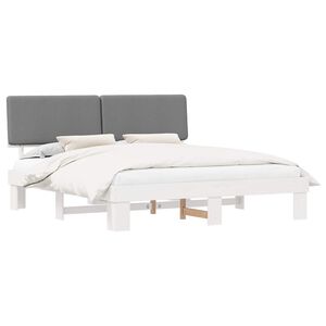vidaXL Estructura de Cama con Cabecera Tapizada Gris Claro