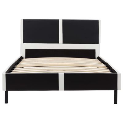 vidaXL Estructura de cama cuero sintético negro y blanco 90x200 cm
