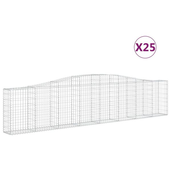 vidaXL Cestas de gaviones 25 uds forma de arco hierro 400x30x80/100 cm