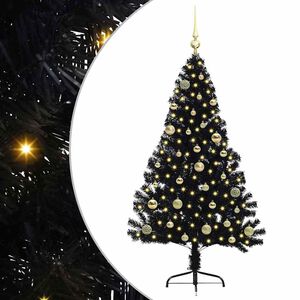 vidaXL &Aacute;rbol de Navidad Artificial Preiluminado Negro 150 cm PVC