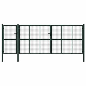 vidaXL Puerta de cerca con cerradura Verde 175 cm Acero