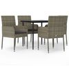 vidaXL Set comedor jard&iacute;n 5 pzas y cojines rat&aacute;n sint&eacute;tico negro gris