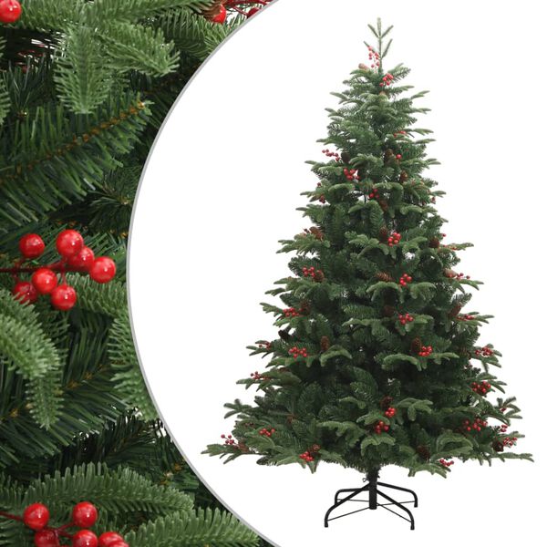 vidaXL &Aacute;rbol de Navidad artificial con pi&ntilde;as y bayas 180 cm