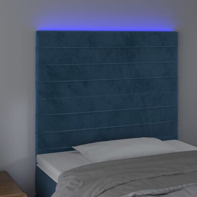 vidaXL Cabecero con luces LED terciopelo azul oscuro 90x5x118/128 cm