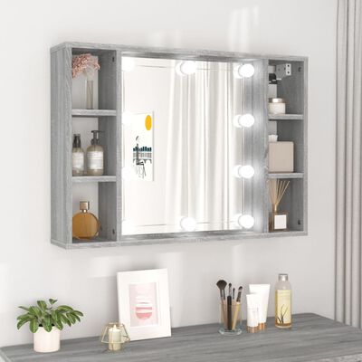vidaXL Mueble con espejo y LED color gris Sonoma 76x15x55 cm