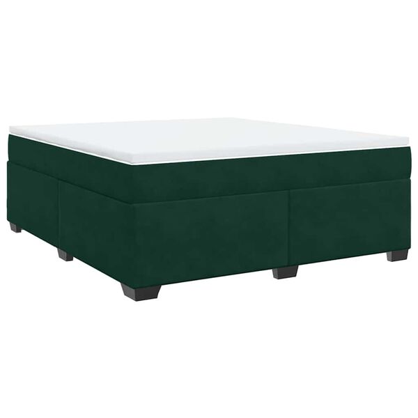 vidaXL Cama box spring con colch&oacute;n terciopelo verde oscuro 180x200 cm