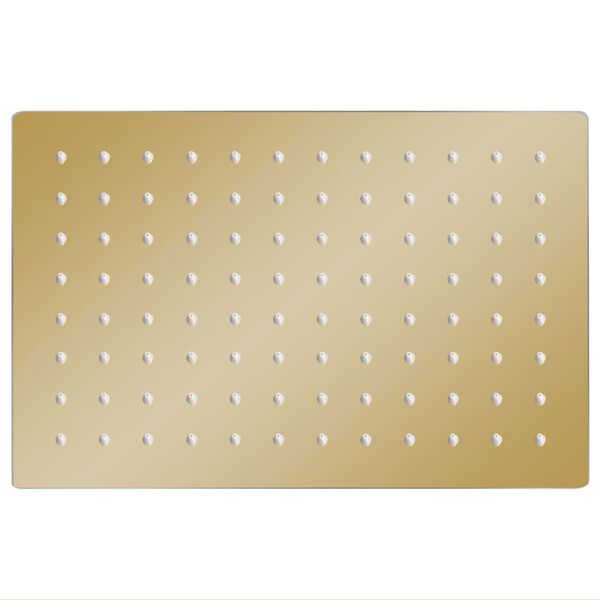 vidaXL Cabezal ducha efecto lluvia acero inox cuadrado dorado 30x20cm