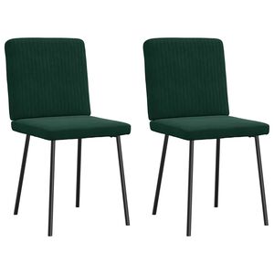 vidaXL Sillas de comedor 2 unidades terciopelo verde oscuro