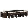 vidaXL Set comedor de jard&iacute;n y cojines 15 pzas rat&aacute;n sint&eacute;tico marr&oacute;n