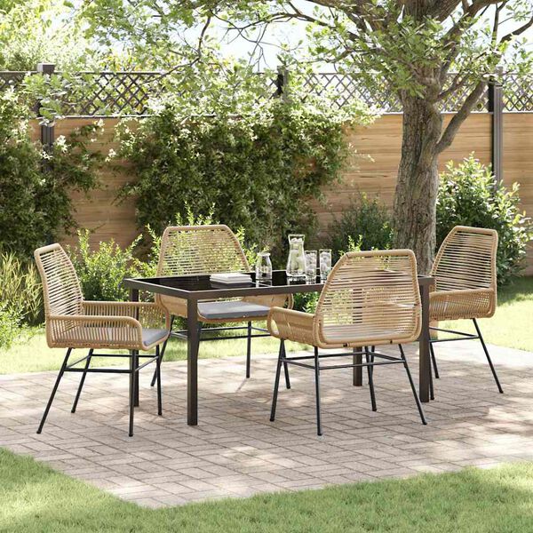 vidaXL Conjunto de Comedor de Jard&iacute;n 5 pcs Marr&oacute;n rat&aacute;n sint&eacute;tico