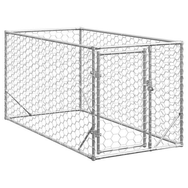 vidaXL Caseta para perros de exterior con puerta 2x1x1 m de acero galvanizado
