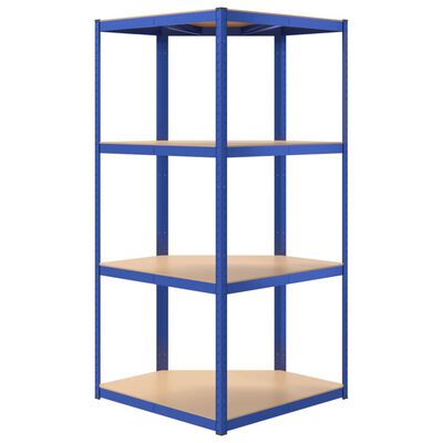 vidaXL Estantería 4 niveles 5 uds acero y madera contrachapada azul