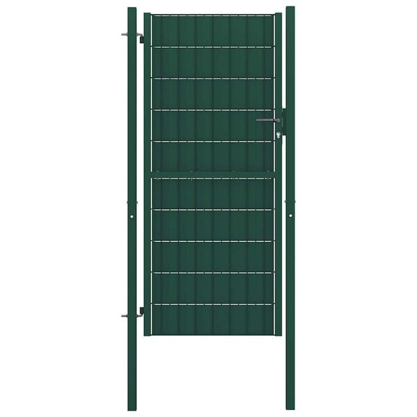 vidaXL Puerta de valla de PVC y acero 100 x 124 cm verde