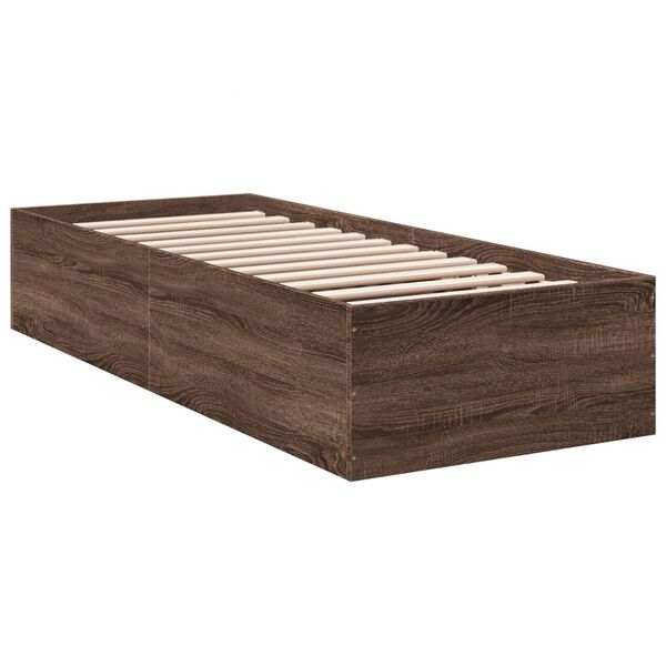 vidaXL Estructura de cama sin colch&oacute;n madera marr&oacute;n roble 75x190 cm
