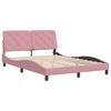 vidaXL Estructura de cama con LED sin colch&oacute;n terciopelo rosa 140x190 cm