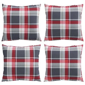 vidaXL Cojines para sof&aacute;, 4 unidades, estampado de cuadros rojos, 60x60 cm