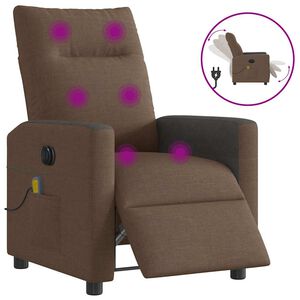 vidaXL Sill&oacute;n reclinable de masaje el&eacute;ctrico tela marr&oacute;n