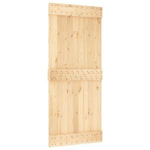 vidaXL Puerta Corredera NARVIK Natural y negro 90 x 210 cm (213,5 cm)
