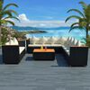 vidaXL Set muebles de jard&iacute;n 6 piezas y cojines rat&aacute;n sint&eacute;tico negro