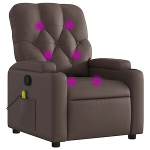 vidaXL Sill&oacute;n de masaje reclinable cuero sint&eacute;tico marr&oacute;n