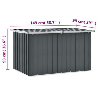 vidaXL Caja de almacenaje para jardín gris 149x99x93 cm