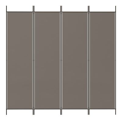vidaXL Biombo divisor de 4 paneles de tela gris antracita 200x220 cm