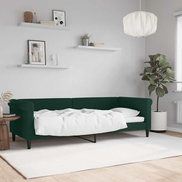 vidaXL Sof&aacute; cama sin colch&oacute;n terciopelo verde oscuro 80x200 cm