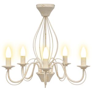 vidaXL Candelabro E14 Metal Blanco antiguo &Oslash; 52 x 47 cm