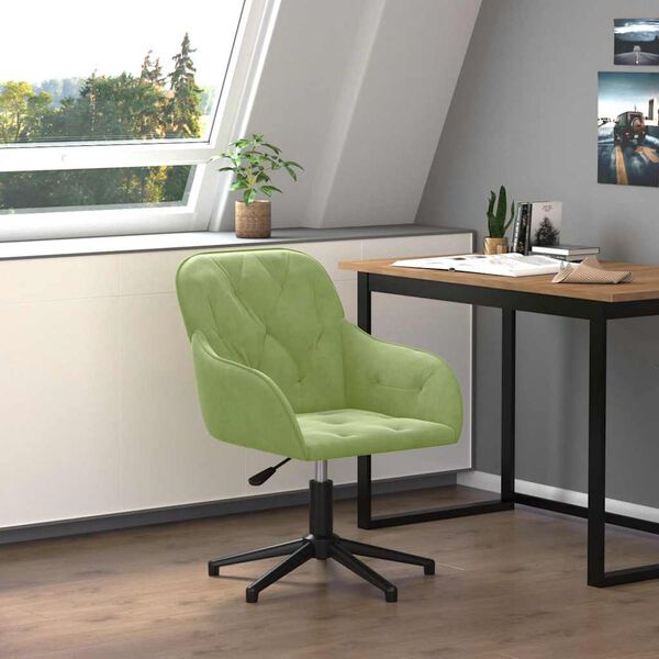 vidaXL Silla de oficina giratoria de terciopelo verde claro