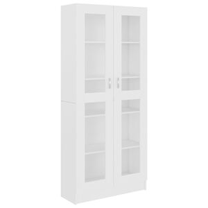 vidaXL Vitrina de madera contrachapada blanco 82,5x30,5x185 cm