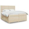 vidaXL Cama box spring con colch&oacute;n tela color crema 200x200 cm