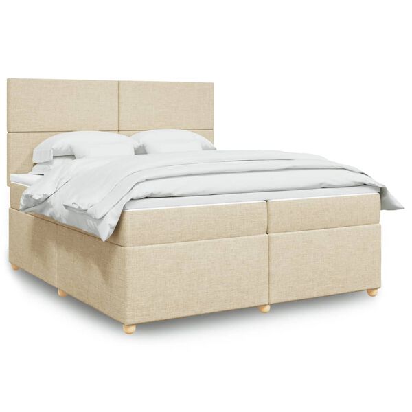 vidaXL Cama box spring con colch&oacute;n tela color crema 200x200 cm