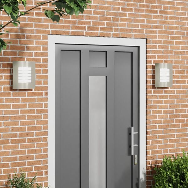 vidaXL Aplique de pared exterior 2 pcs Plateado 23.5 x 10.5 x 26 cm