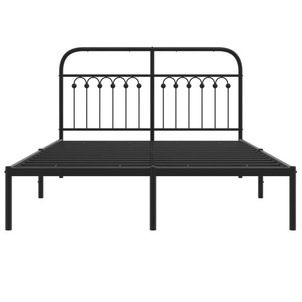 vidaXL Estructura cama sin colch&oacute;n con cabecero metal negro 135x190 cm