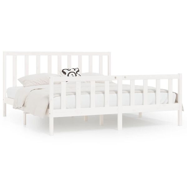 vidaXL Estructura de cama de madera maciza blanca 200x200 cm