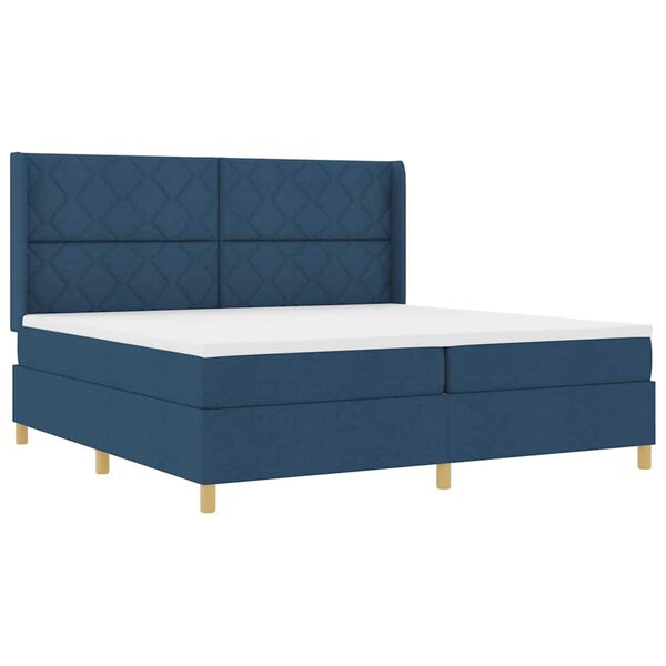 vidaXL Cama tipo Box Spring con colch&oacute;n Azul 200 x 200 cm tela