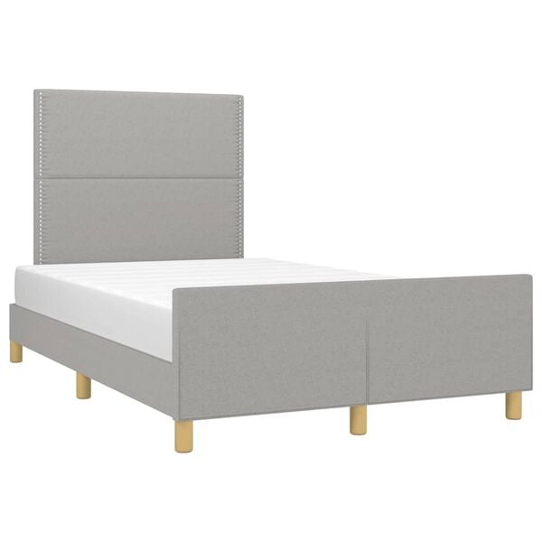 vidaXL Estructura de cama sin colch&oacute;n tela gris claro 120x190 cm