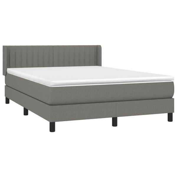 vidaXL Cama box spring con colch&oacute;n tela gris oscuro 140x200 cm