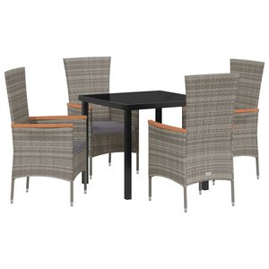 vidaXL Conjunto de Comedor de Jard&iacute;n con coj&iacute;n 5 pcs Gris