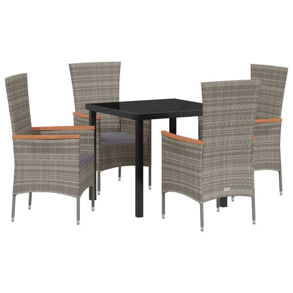 vidaXL Conjunto de Comedor de Jard&iacute;n con coj&iacute;n 5 pcs Gris