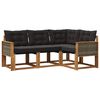 vidaXL Conjunto de sof&aacute;s de exterior 4 uds. Natural y negro