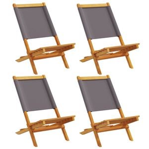 vidaXL Sillas plegables (4 unidades) de tela color antracita y madera maciza