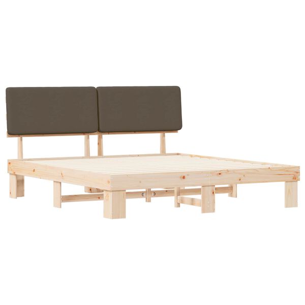 vidaXL Estructura de Cama con Cabecera Tapizada Taup&eacute; 200 x 200 cm